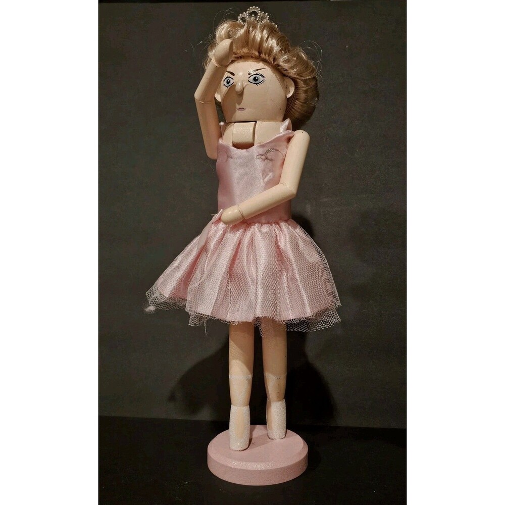 Pink Ballerina Nutcracker Princess 15" Wooden Holiday Christmas Decor Creative
